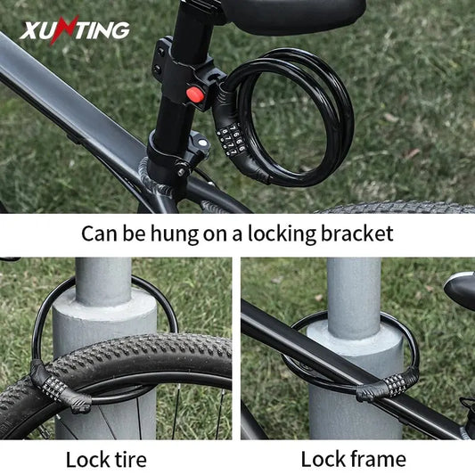 自転車 ワイヤーロック ダイヤル式 3桁｜鍵不要・番号変更可・ブラケット付き（54cm）