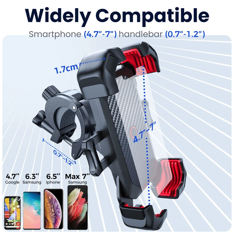 【JOYROOM】 　自転車用 スマホホルダー 360度回転 防振 ワンタッチ着脱 ハンドル取付（4.7〜7インチ対応）