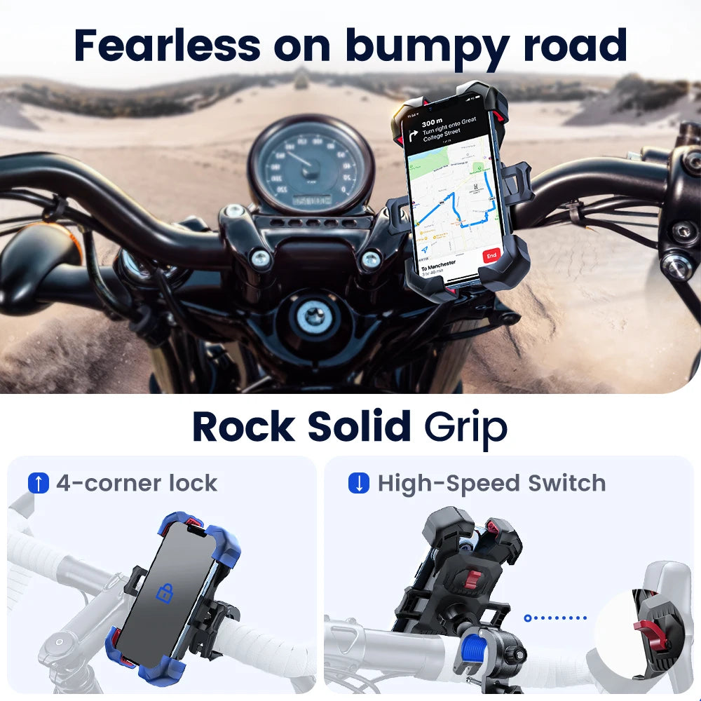 【JOYROOM】 　自転車用 スマホホルダー 360度回転 防振 ワンタッチ着脱 ハンドル取付（4.7〜7インチ対応）